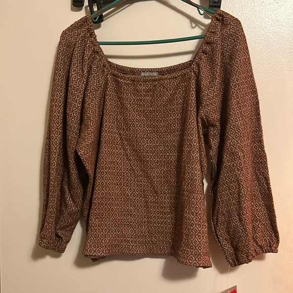 FALLS CREEK Brown and Cream blouse for women with long sleeves Size XL - Picture 5 of 14